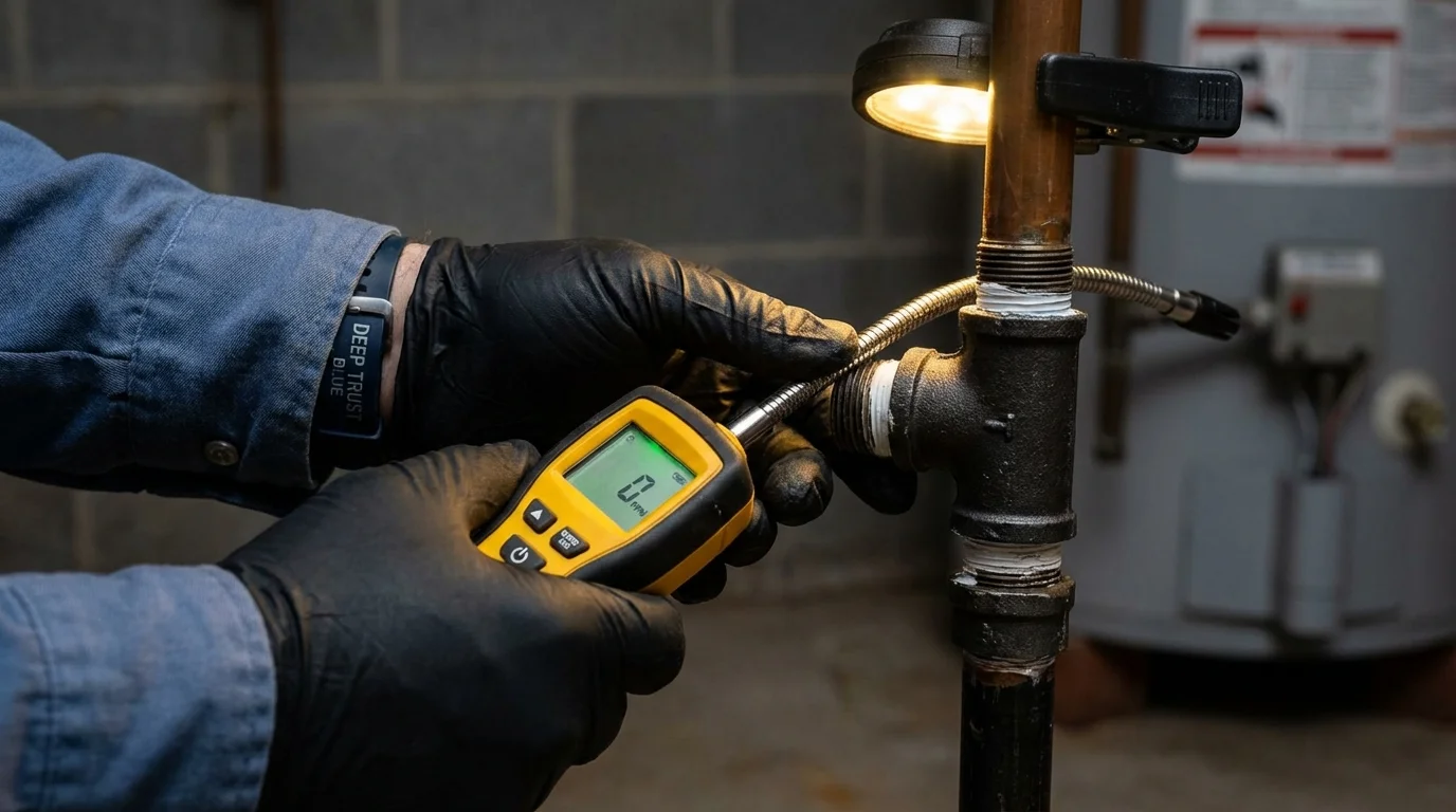 Gas leak detection with electronic sniffer by Johns Plumbing LLC in Pilot Point