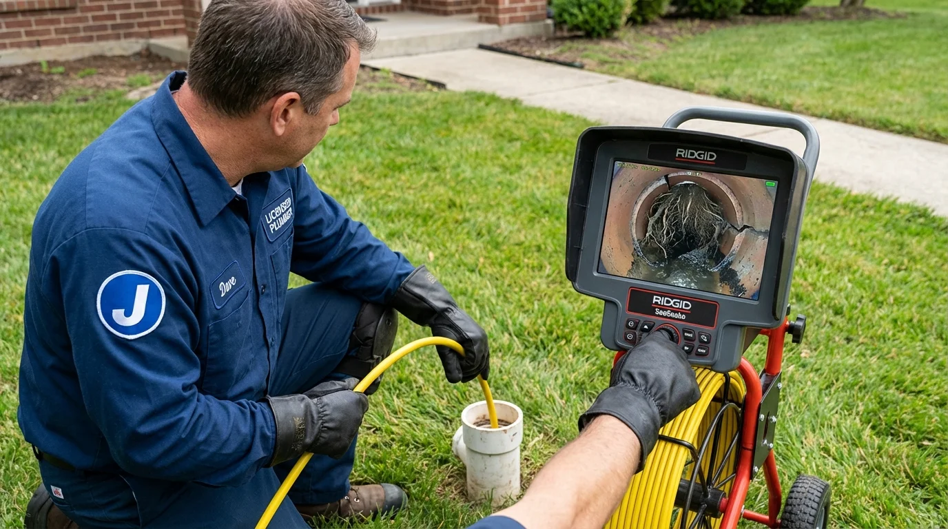 Sewer camera inspection being performed by Johns Plumbing LLC in Pilot Point