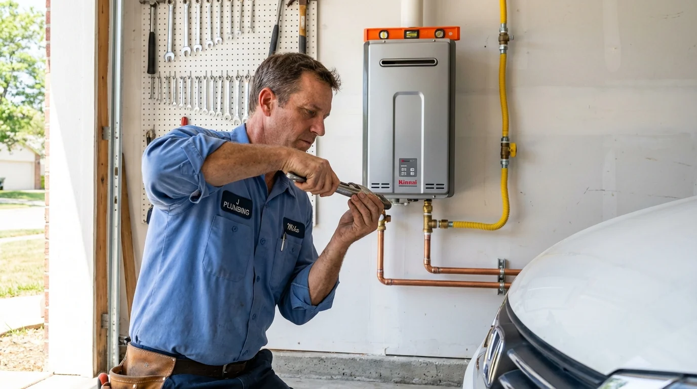 Tankless water heater installation by a Johns Plumbing LLC plumber in Pilot Point